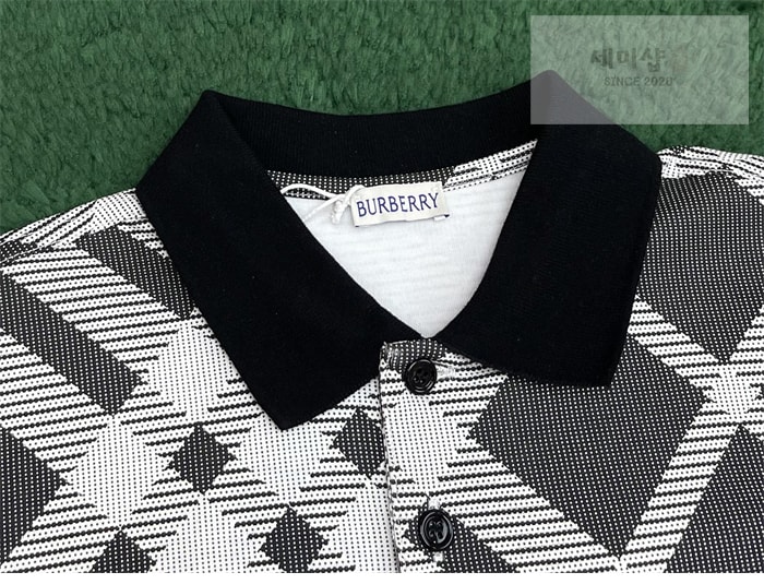 Burberry 버버리 체크 스트레치 코튼 블렌드 폴로셔츠 카키 의류 8번 이미지