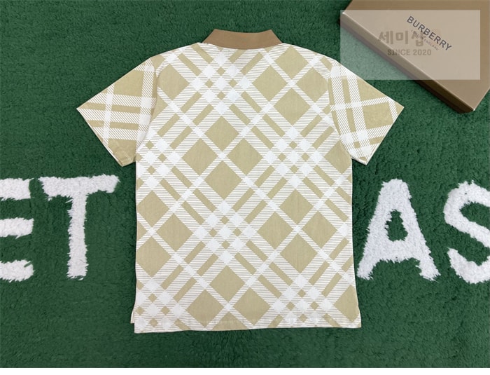 Burberry 버버리 체크 스트레치 코튼 블렌드 폴로셔츠 카키 의류 15번 이미지