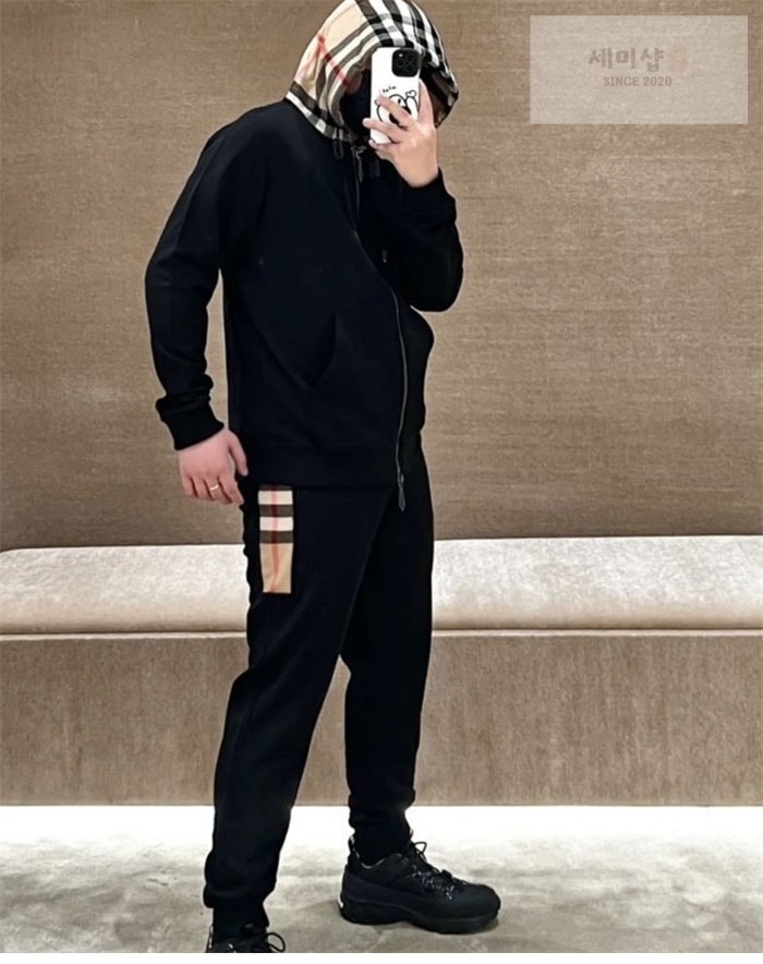 Burberry 버버리 체크 패널 코튼 조깅 팬츠 의류 4번 이미지