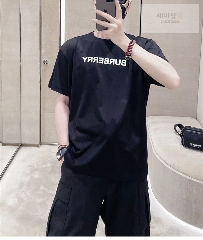 버버리 버버리 코튼 로고 반팔 티셔츠 블랙 의류 7번 이미지