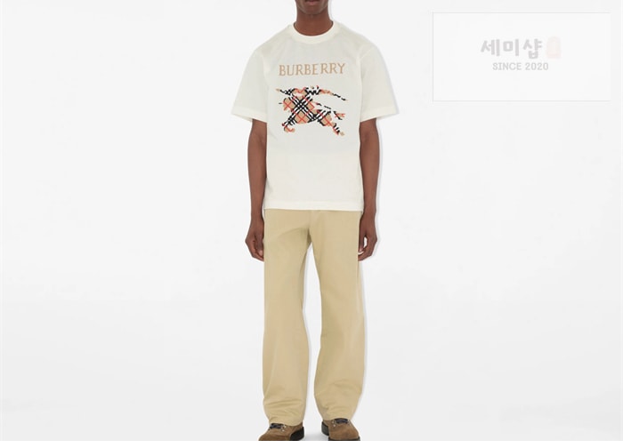 Burberry 버버리 크로스 스티치 EKD 코튼 반팔 티셔츠 블랙 의류 2번 이미지