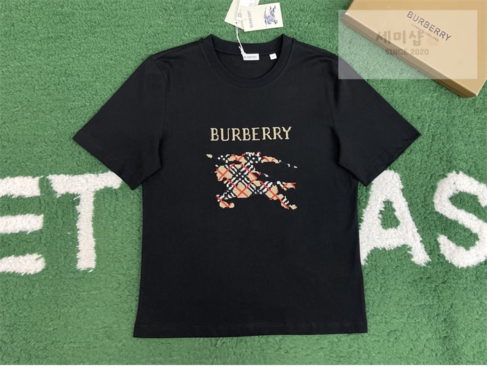 Burberry 버버리 크로스 스티치 EKD 코튼 반팔 티셔츠 블랙 의류 20번 이미지