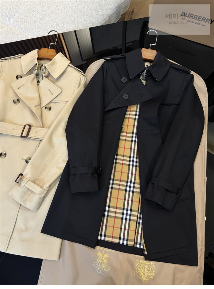 Burberry 버버리 해리티지 여성용 숏 뉴 켄징턴 트렌치코트 블랙 의류 16번 이미지
