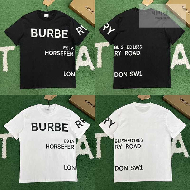 Burberry 버버리 호스페리 프린팅 코튼 티셔츠 블랙 의류 1번 이미지