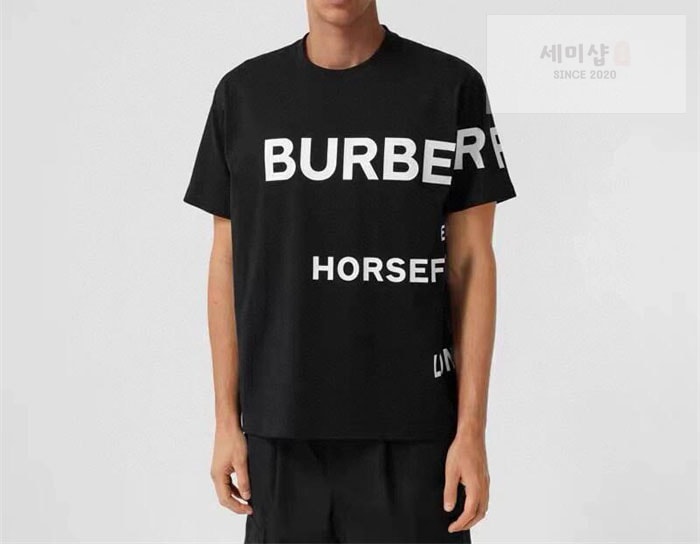 Burberry 버버리 호스페리 프린팅 코튼 티셔츠 블랙 의류 2번 이미지