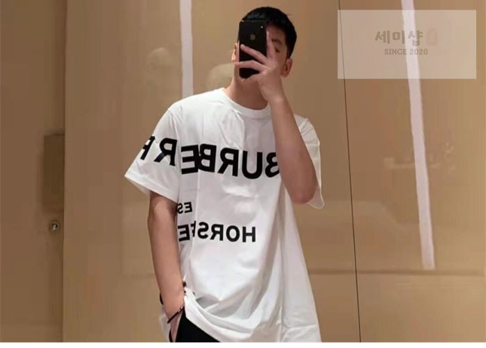Burberry 버버리 호스페리 프린팅 코튼 티셔츠 블랙 의류 4번 이미지