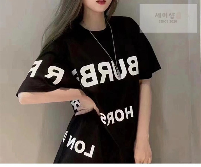 Burberry 버버리 호스페리 프린팅 코튼 티셔츠 블랙 의류 6번 이미지