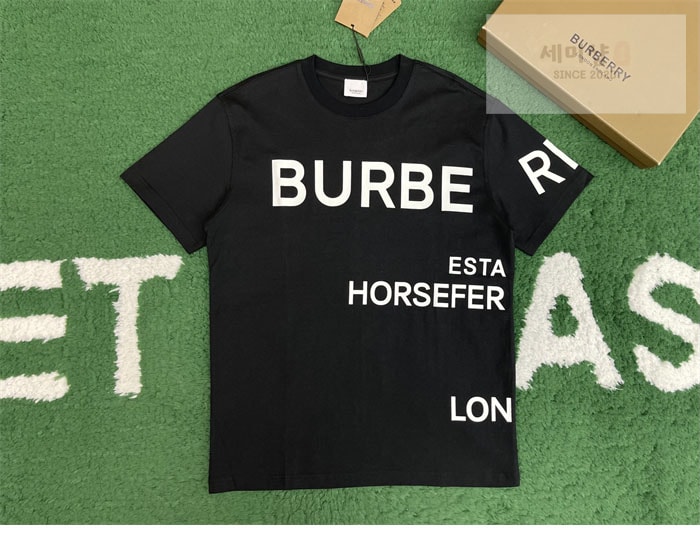 Burberry 버버리 호스페리 프린팅 코튼 티셔츠 블랙 의류 7번 이미지