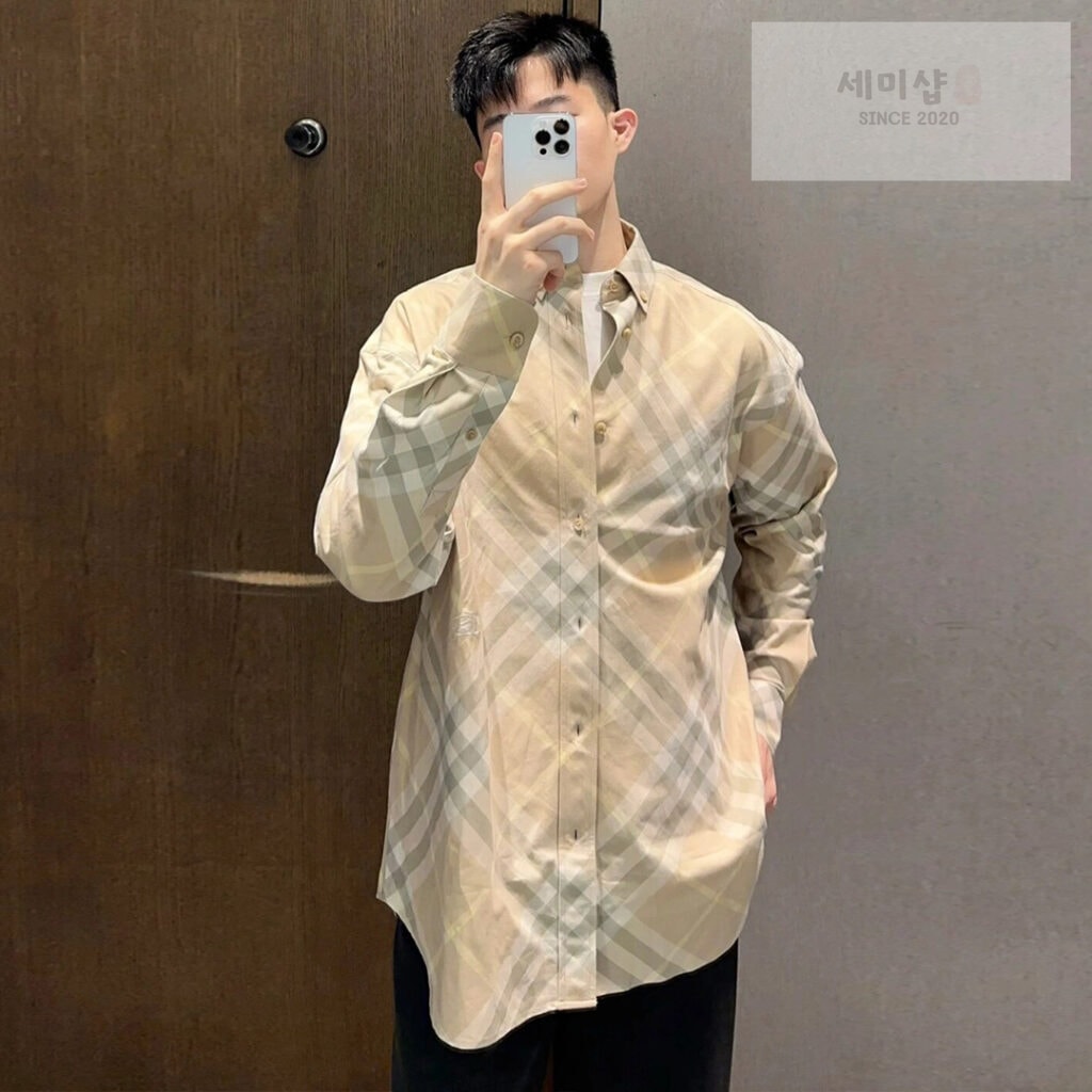 Burberry 버버리 24SS 체크 코튼 긴팔 셔츠 베이지 의류 1번 이미지