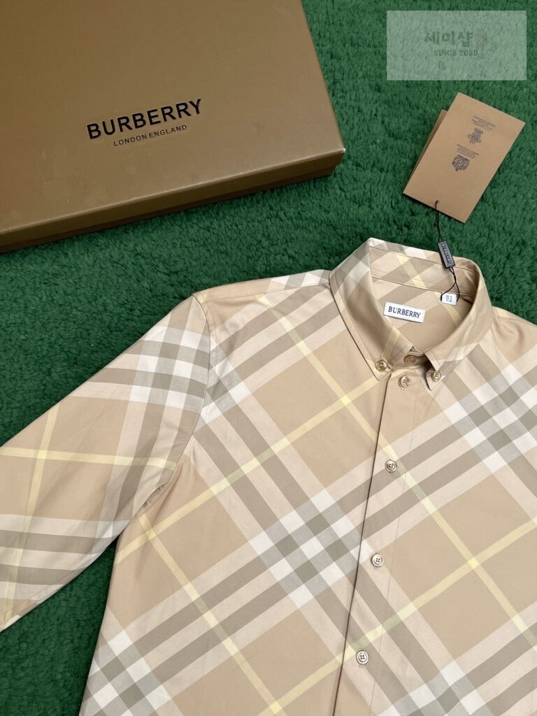 Burberry 버버리 24SS 체크 코튼 긴팔 셔츠 베이지 의류 3번 이미지