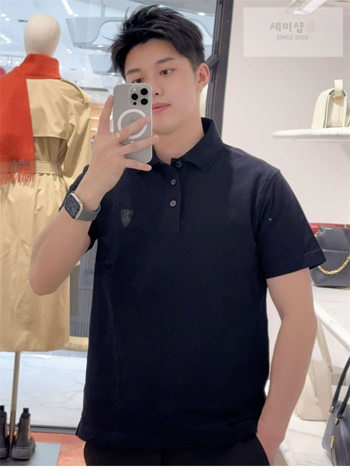 Burberry 버버리 B 쉴드 자수 코튼 폴로셔츠 의류 6번 이미지