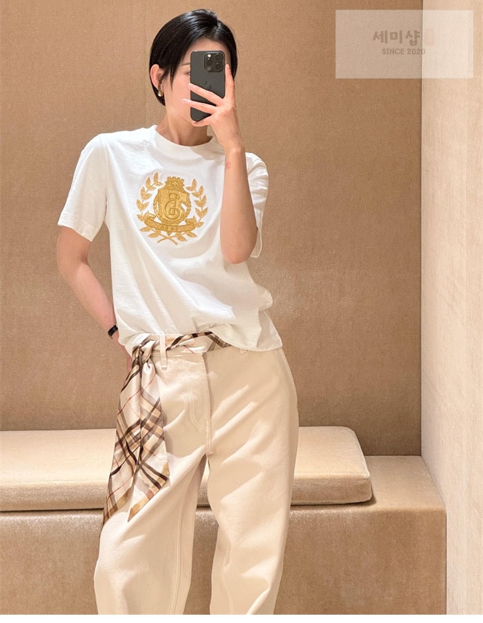 Burberry 버버리 B 크레스트 코튼 티셔츠 의류 14번 이미지