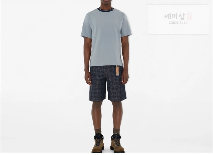 Burberry 버버리 EKD 자수 넥 포인트레터링 반팔 티셔츠 블루 의류 2번 이미지
