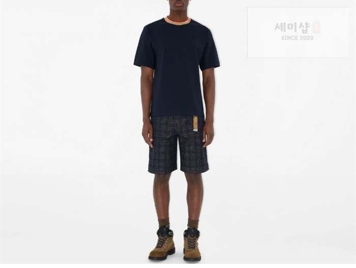 Burberry 버버리 EKD 자수 넥 포인트레터링 반팔 티셔츠 블루 의류 3번 이미지