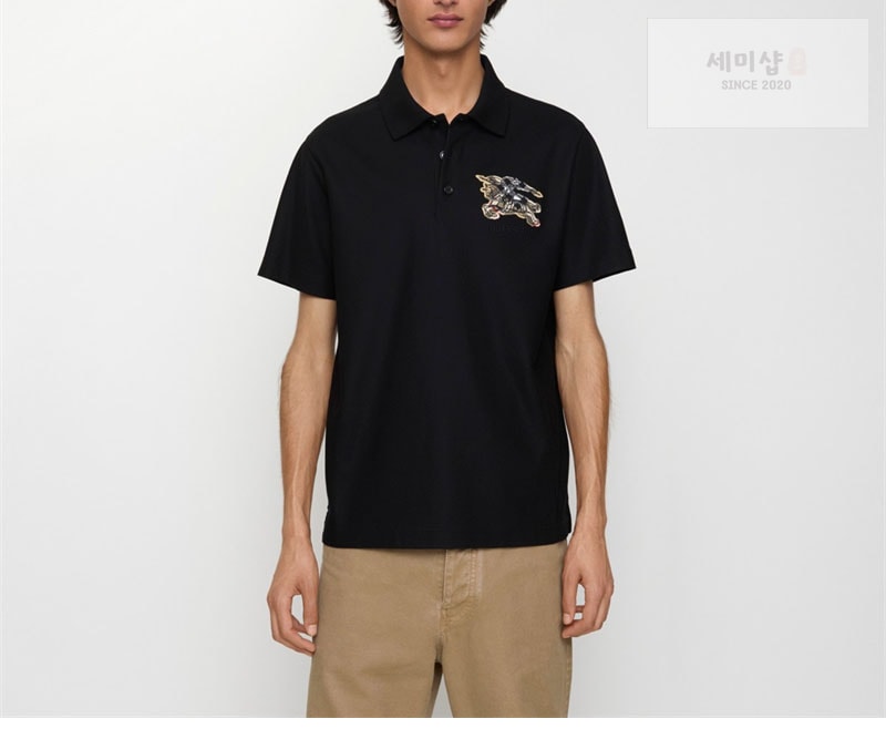 버버리 버버리 EKD 체크 코튼 폴로 셔츠 블랙 의류 18번 이미지