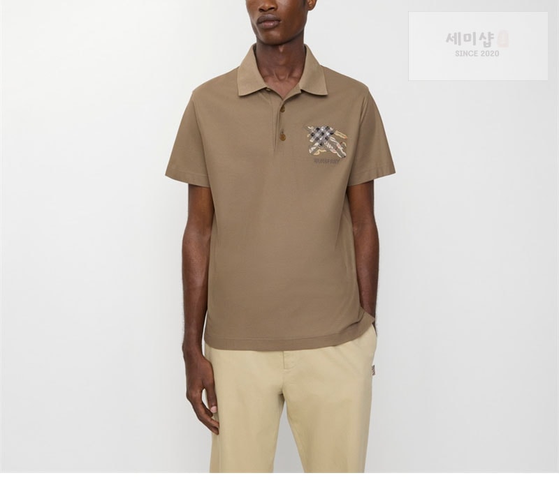 버버리 버버리 EKD 체크 코튼 폴로 셔츠 블랙 의류 3번 이미지