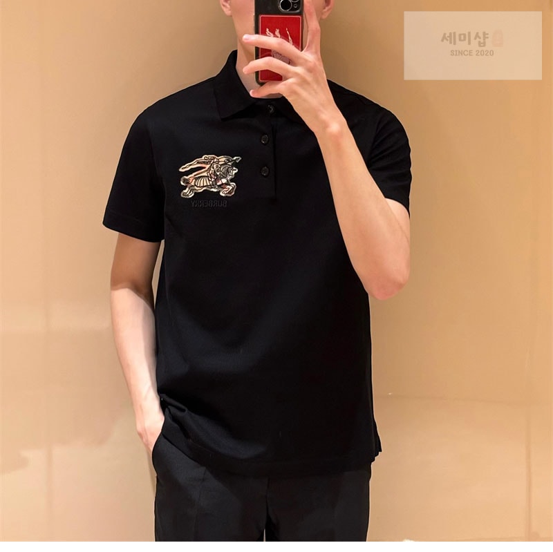버버리 버버리 EKD 체크 코튼 폴로 셔츠 블랙 의류 25번 이미지