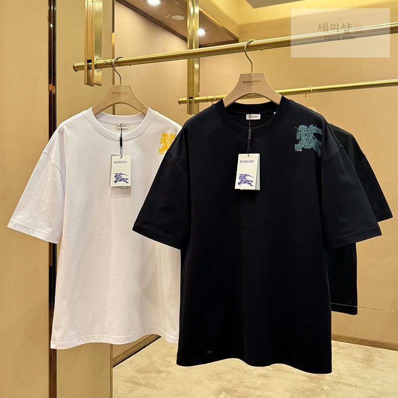 Burberry 버버리 EKD 코튼 반팔 티셔츠 화이트 의류 22번 이미지