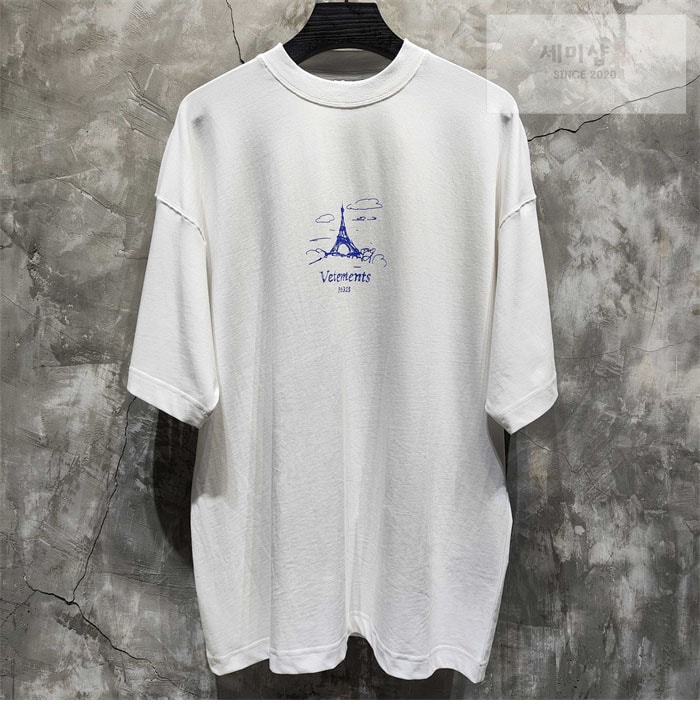 Vetements 베트멍 에펠탑 프린팅 오버사이즈 반팔 티셔츠 의류 1번 이미지