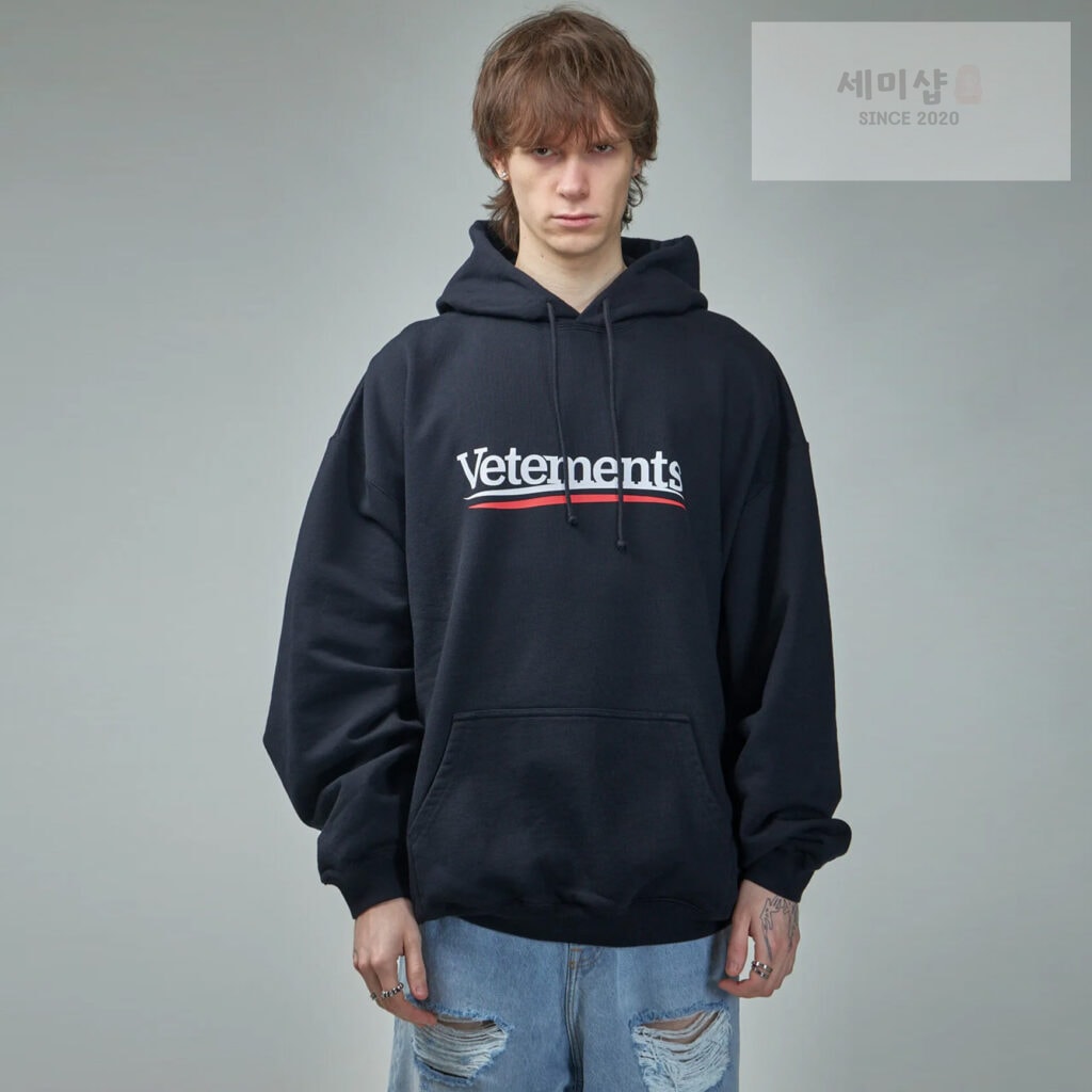 Vetements 베트멍 24SS 캠페인 로고 후드 티셔츠 블랙 의류 2번 이미지