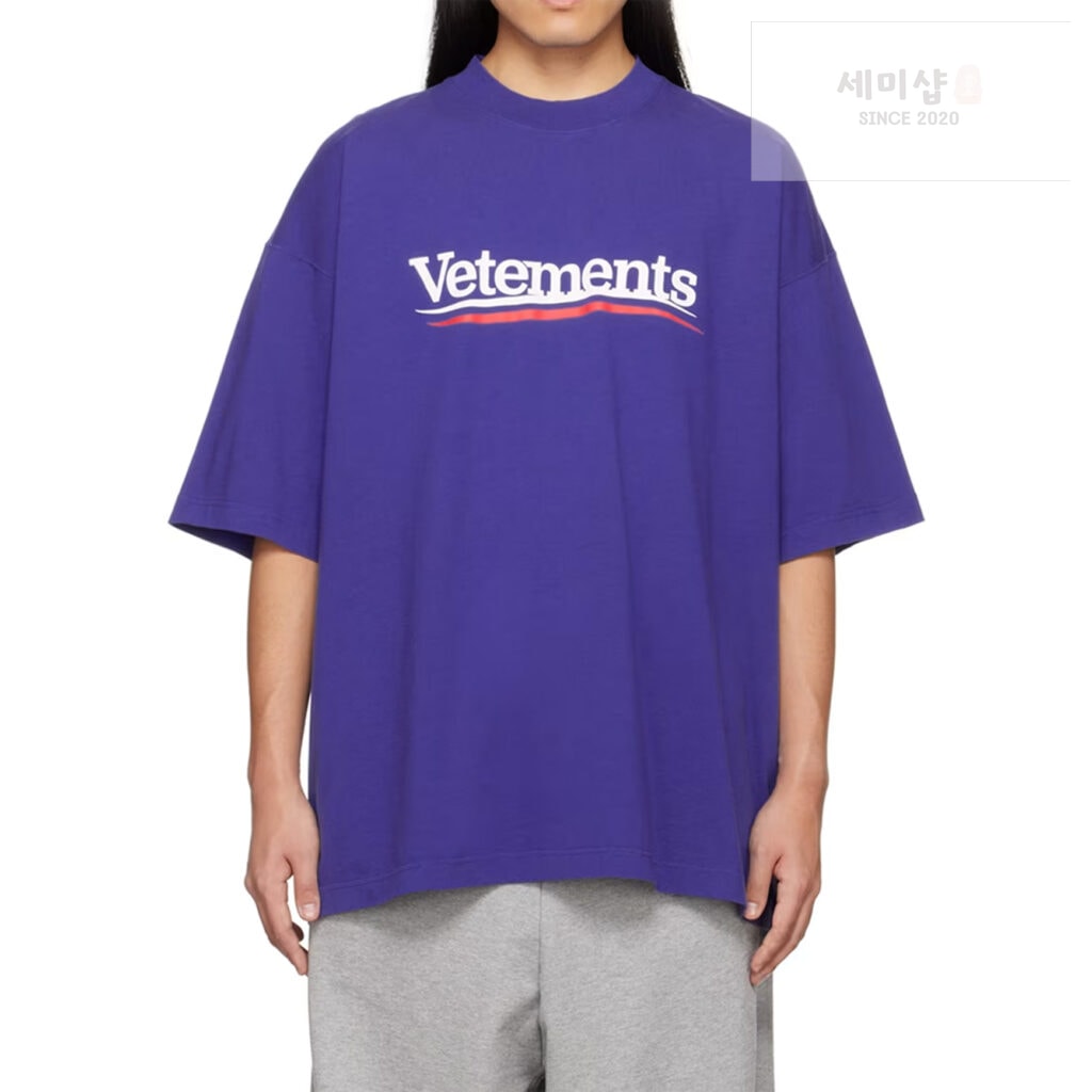 Vetements 베트멍 24SS CAMPAIGN 로고 반팔 티셔츠 블루 의류 7번 이미지