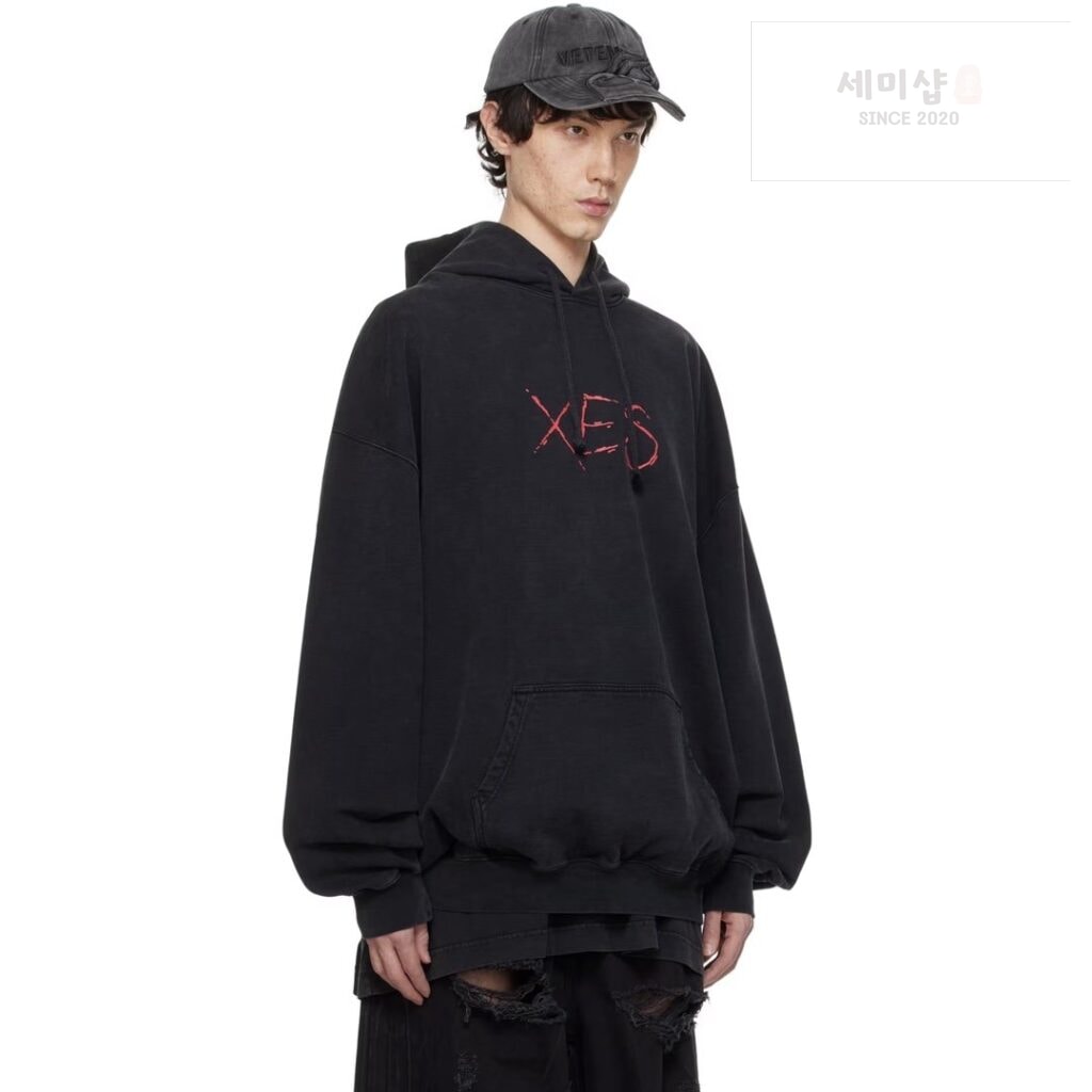 Vetements 베트멍 24SS XES 오버사이즈 후드 티셔츠 블랙 의류 9번 이미지