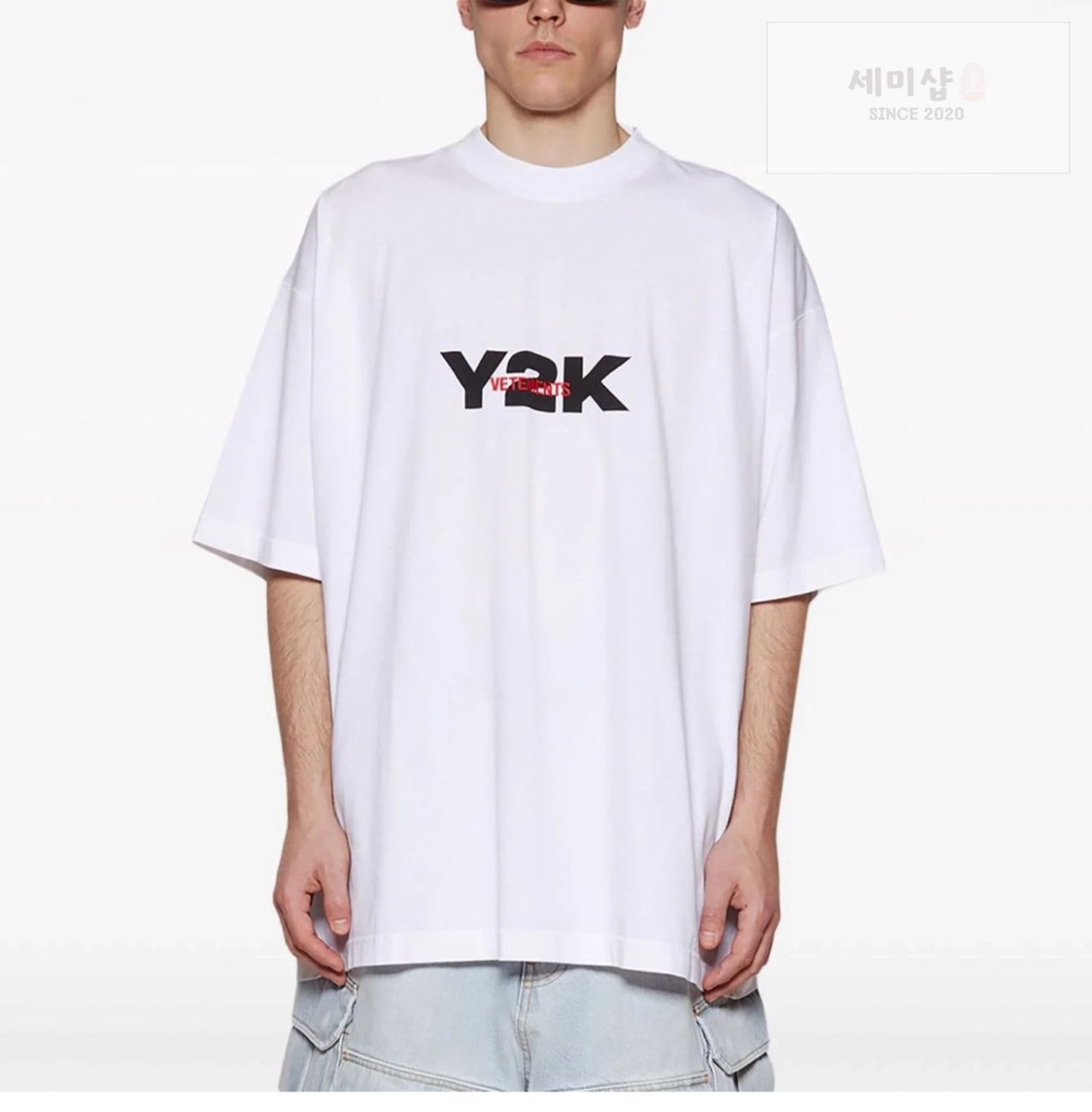 Vetements 베트멍 Y2K 반팔 티셔츠 화이트 의류 4번 이미지