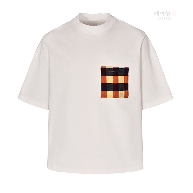 Bottega Veneta 보테가베네타 깅엄 포켓 소프트 코튼 반팔 티셔츠 의류 13번 이미지