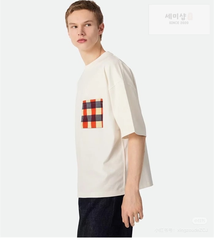 Bottega Veneta 보테가베네타 깅엄 포켓 소프트 코튼 반팔 티셔츠 의류 1번 이미지