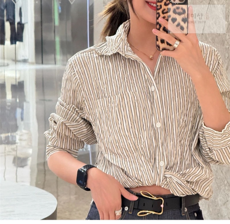 Bottega Veneta 보테가베네타 크러쉬드 테크 포플린 셔츠 베이지 의류 4번 이미지