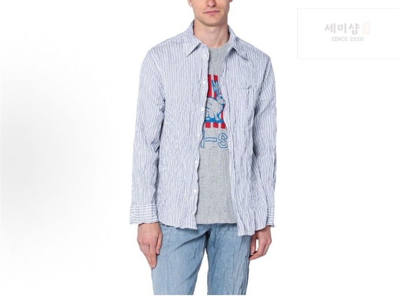 Bottega Veneta 보테가베네타 크러쉬드 테크 포플린 셔츠 블루 레플리카 1번 이미지 - 의류 | 세미샵 레플리카 사이트