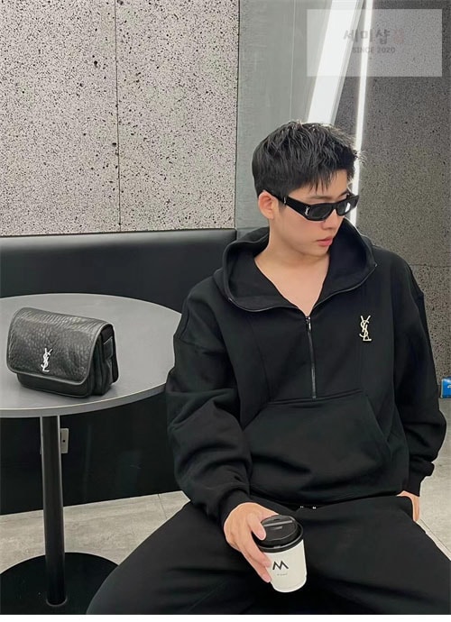 Saint Laurent 생로랑 로고 반집업 후디 의류 11번 이미지