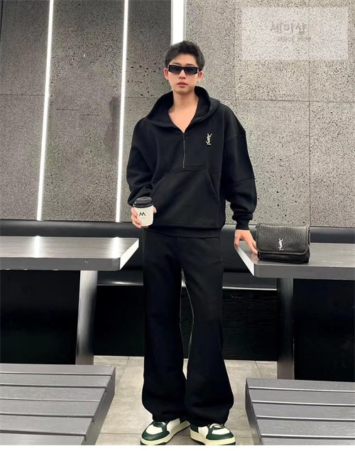 Saint Laurent 생로랑 로고 반집업 후디 의류 12번 이미지
