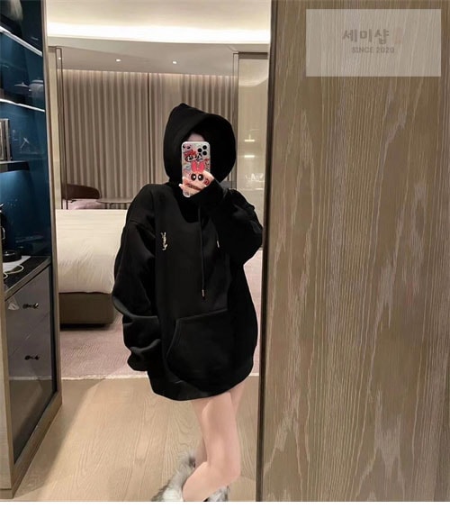 Saint Laurent 생로랑 로고 반집업 후디 의류 13번 이미지