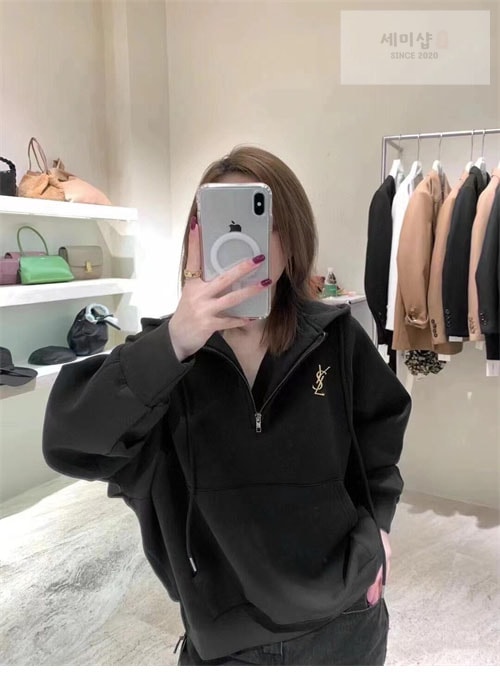 Saint Laurent 생로랑 로고 반집업 후디 의류 14번 이미지