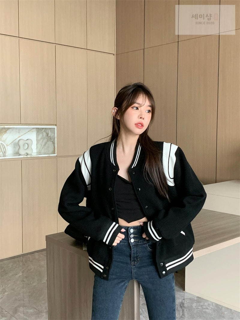 Saint Laurent 생로랑 바시티 테디 봄버 자켓 블랙 의류 2번 이미지