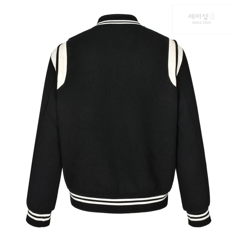 Saint Laurent 생로랑 바시티 테디 봄버 자켓 블랙 의류 5번 이미지