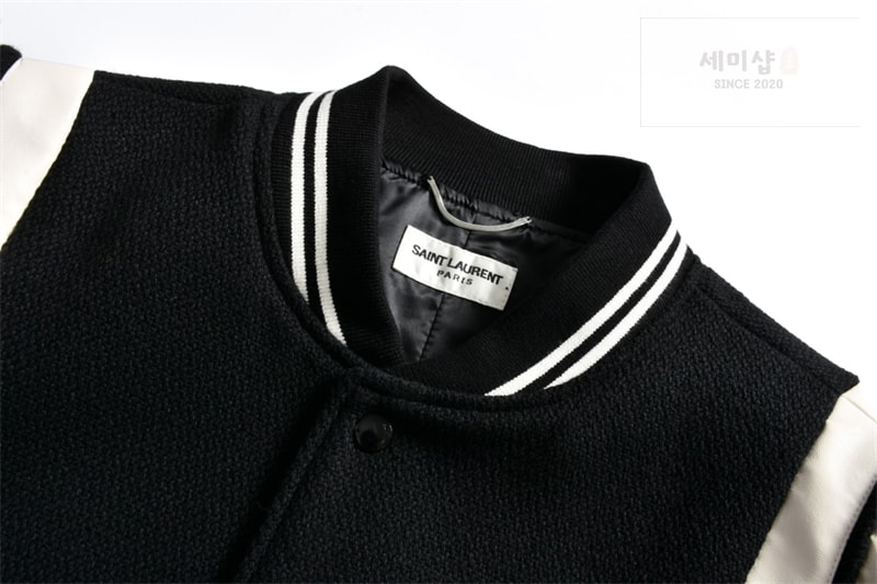 Saint Laurent 생로랑 바시티 테디 봄버 자켓 블랙 의류 6번 이미지