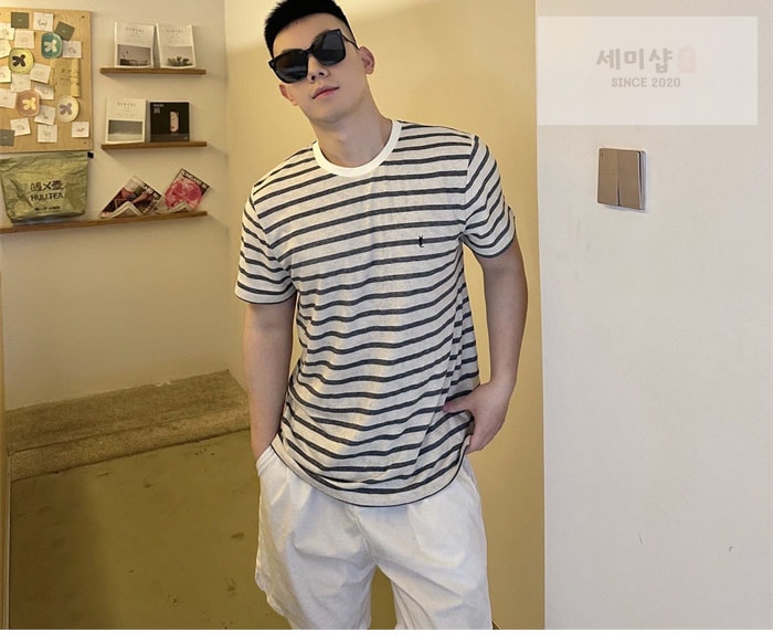 Saint Laurent 생로랑 스트라이프 카산드라 반팔 티셔츠 의류 1번 이미지