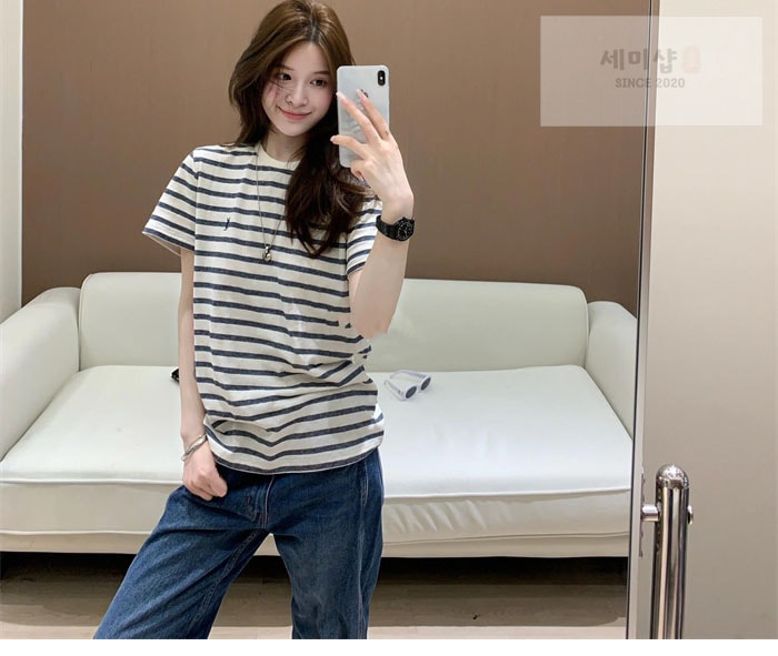 Saint Laurent 생로랑 스트라이프 카산드라 반팔 티셔츠 의류 2번 이미지
