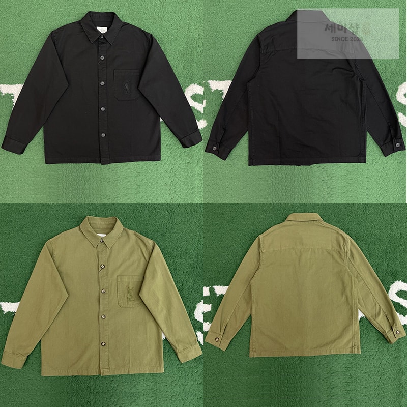 Saint Laurent 생로랑 코튼 린넨 개버딘 카산드라 오버셔츠 블랙 의류 2번 이미지