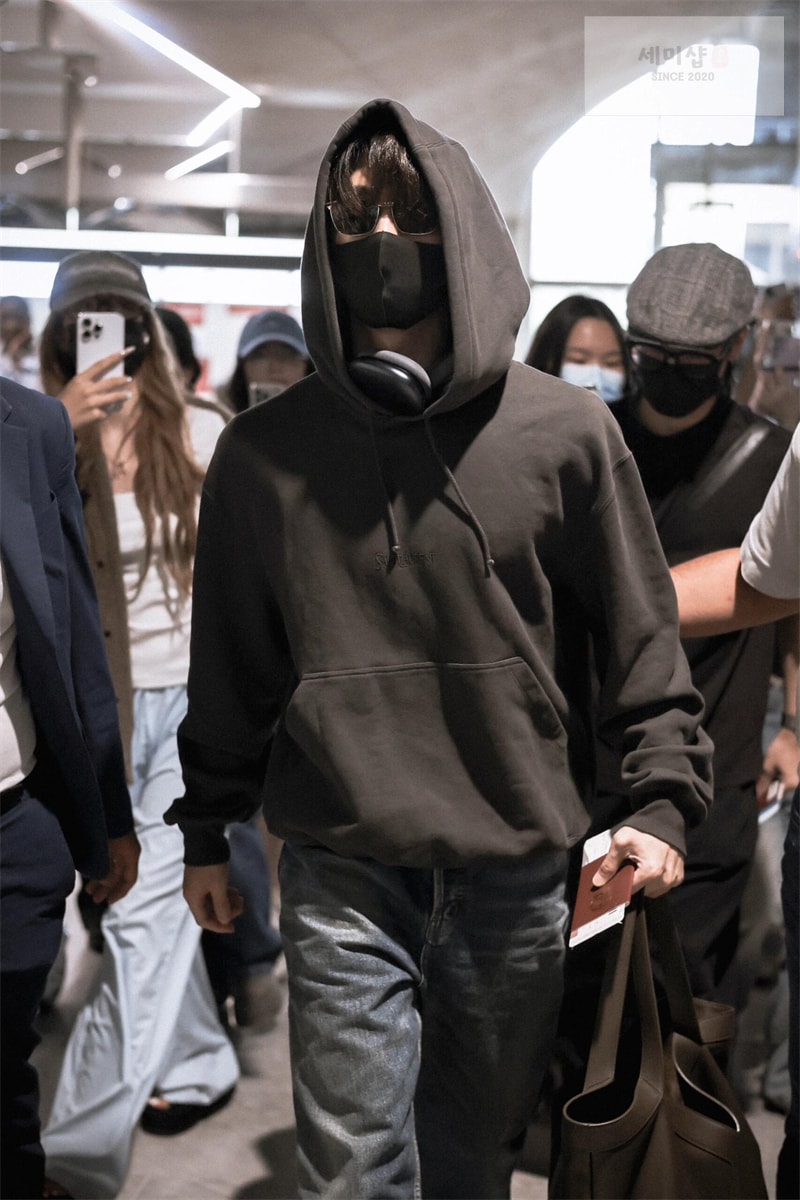 Saint Laurent 생로랑 토널 로고 자수 플리스 후드 의류 11번 이미지