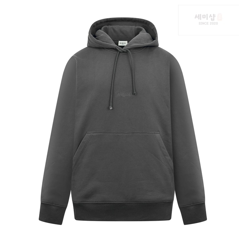 Saint Laurent 생로랑 토널 로고 자수 플리스 후드 의류 2번 이미지