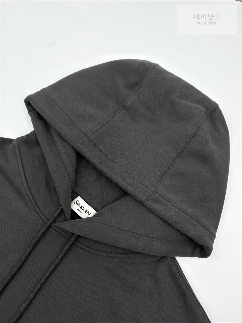 Saint Laurent 생로랑 토널 로고 자수 플리스 후드 의류 4번 이미지