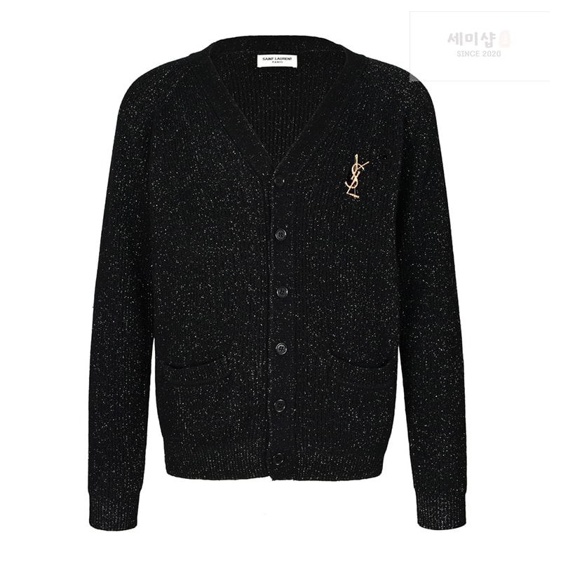 Saint Laurent 생로랑 YSL 로고 V넥 니트 가디건 의류 1번 이미지