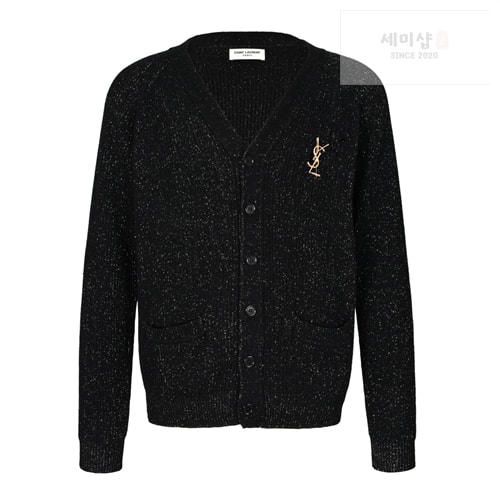 Saint Laurent 생로랑 YSL 로고 V넥 니트 가디건 의류 5번 이미지