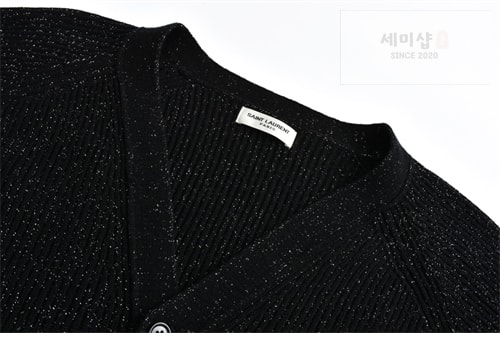 Saint Laurent 생로랑 YSL 로고 V넥 니트 가디건 의류 8번 이미지