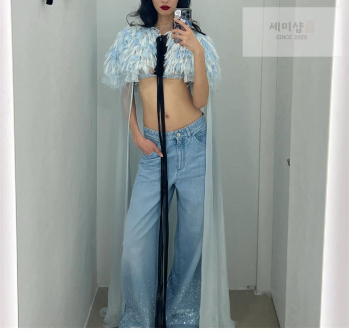C H A N E L 샤넬 25P 시퀸 자수 워시드 데님 팬츠 의류 3번 이미지