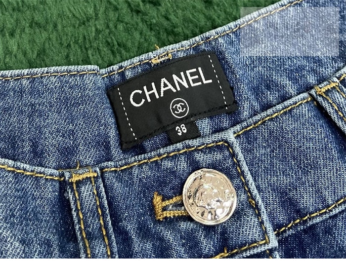 C H A N E L 샤넬 25SS 시폰 케이프 페더 모티프 자수 데님 진 의류 5번 이미지