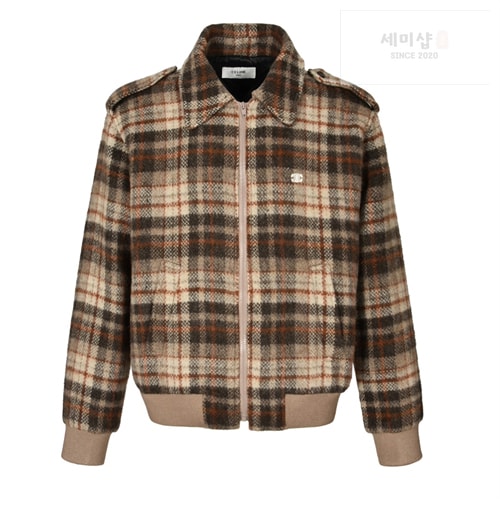 C E L I N E 셀린느 트리오페 로고 자수 배색 체크 테디 자켓 의류 4번 이미지